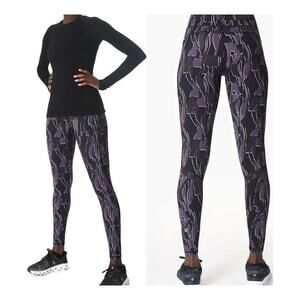 Sweaty Betty Zero Gravity Running Leggings Black Purple Abstract Size XXS NWT